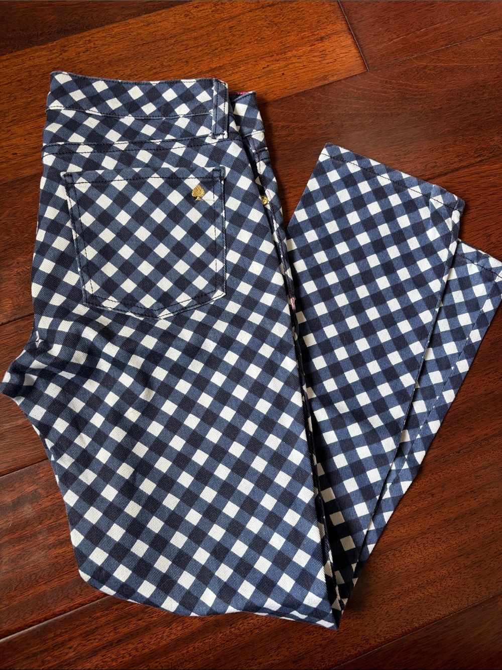 kate spade Navy and White Gingham Capri Jeans
